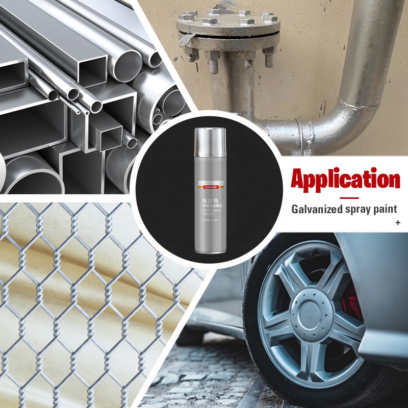 Sanvo Galvanized Spray Paint Nano-Zinc Technology Anti-Weathering Metallic Silver Gloss Liquid Coating for Metal Surfaces