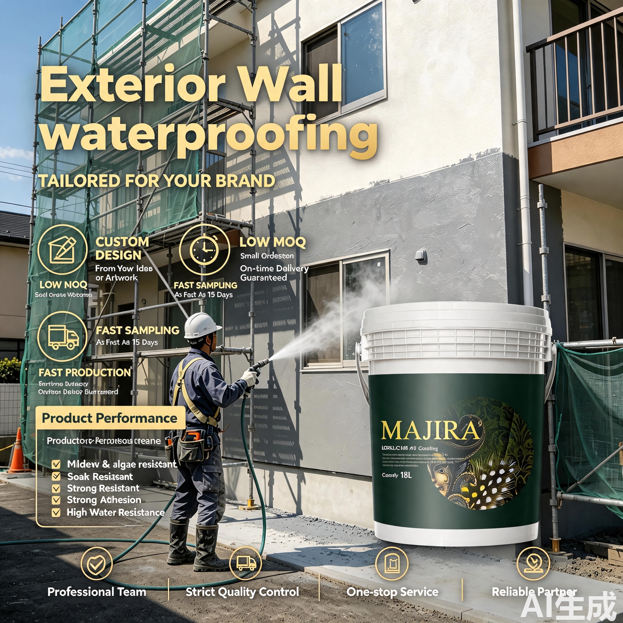 LOUISLONG Waterproof Acrylic Stone Exterior Wall Coating Paint UV Resistant Roof Waterproofing Liquid Membrane for Brush