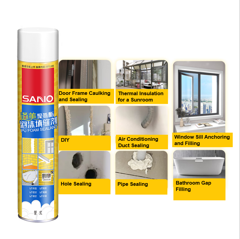 SANVO PU Foam Sealant 300ml 500ml Polyurethane Foam 60mm 170mm Pu Foam Spray