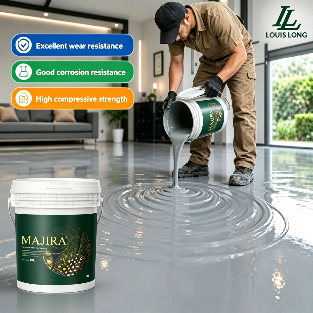 LOUIS LONG Industrial Epoxy Colored Sand Floor Coating High Hardness Anti-Slip Seamless Paint Liquid Roller Application