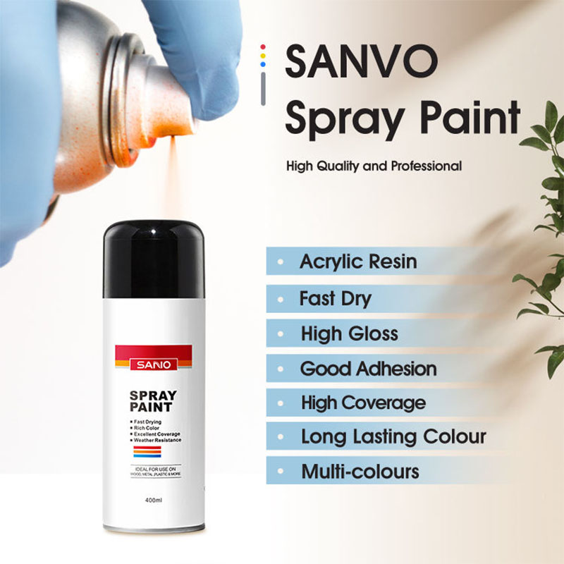 SANVO 400ML Spray Paint Wholesaler Graffiti Drying Fast High Gloss Multi-purpose Color Acrylic Aerosol Spray Paint
