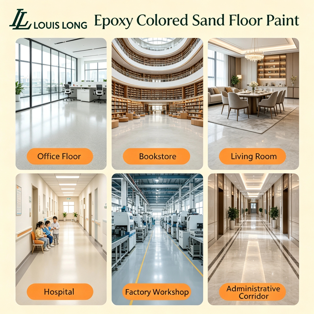 LOUIS LONG Industrial Epoxy Colored Sand Floor Coating High Hardness Anti-Slip Seamless Paint Liquid Roller Application