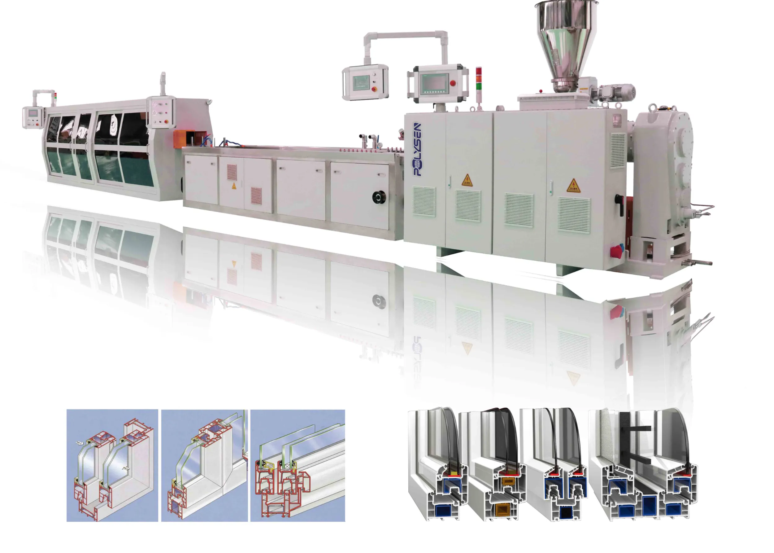Cone Double Extruder Window Profile Extrusion Production Line